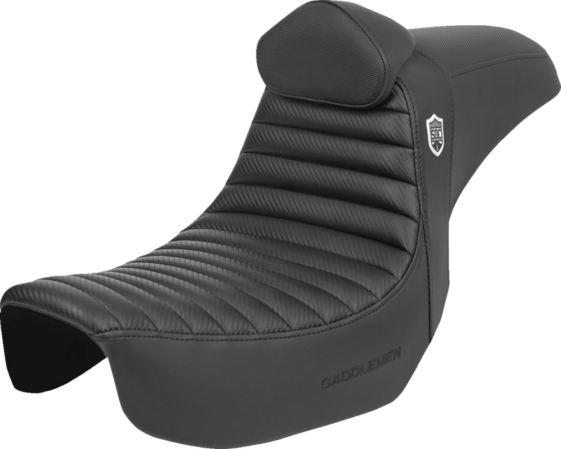 SADDLEMEN x SDC Pro Series Seat w/ Backrest - TUCK-N-ROLL/CARBON FIBER - FXLRS/ST- SC80604TB